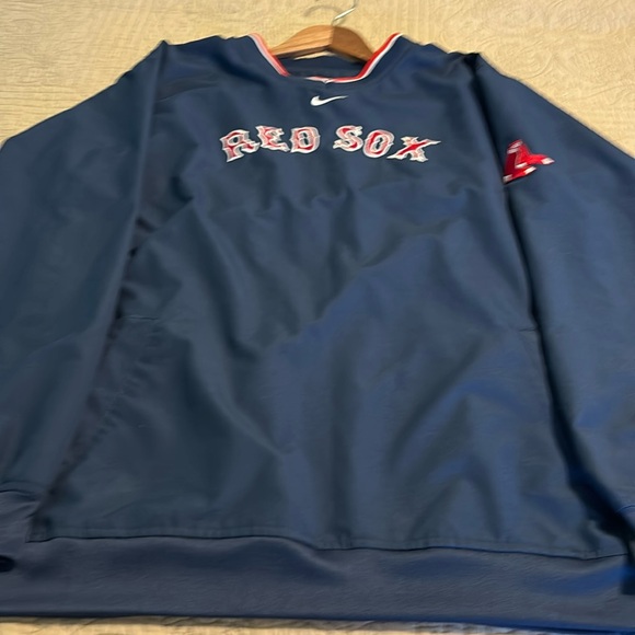 Nike MLB Boston Red Sox Windbreaker Mens L Navy Warm Up Jacket Side Zip - Picture 2 of 6